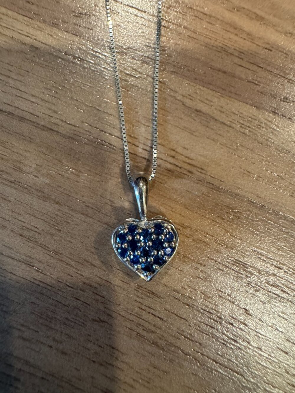JC 14K White Gold Reversible Ruby & Sapphire Pavé puff Heart Pendant Necklace - Picture 9 of 12